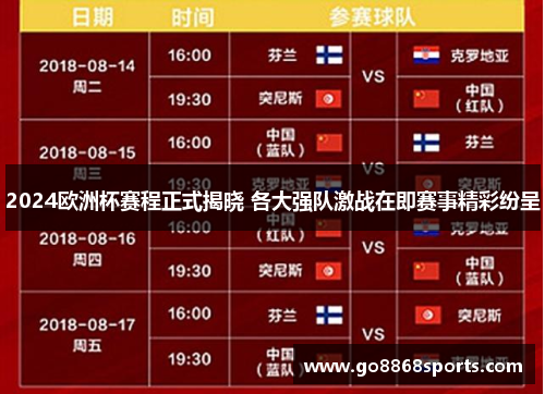 2024欧洲杯赛程正式揭晓 各大强队激战在即赛事精彩纷呈